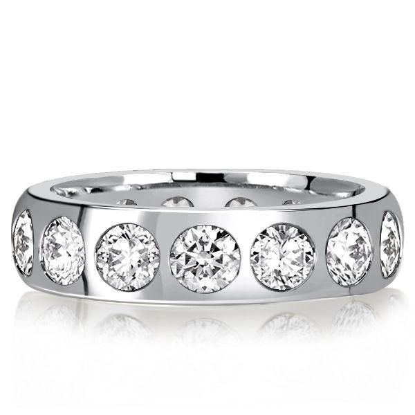 Baguette & Round Cut Sterling Silver Stackable Band Ring Set - 6.06 CT. TW.