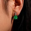Emerald Green Cushion Cut Drop Earrings - 925 Sterling Silver