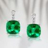 Emerald Green Cushion Cut Drop Earrings - 925 Sterling Silver