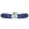 Stackable Two Tone White and Blue Sapphire Band Set in Sterling Silver