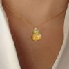 Halloween Pumpkin Opal Necklace Pendant | 18K Gold Plated Sterling Silver Jewelry