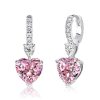 Pink Sapphire Drop Earrings for Women, Heart & Pear Cut, 7.25 CT. TW., Sterling Silver