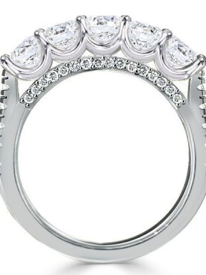 Sterling Silver U Prong Five Stone CZ Wedding Band - 1.61 CT. TW
