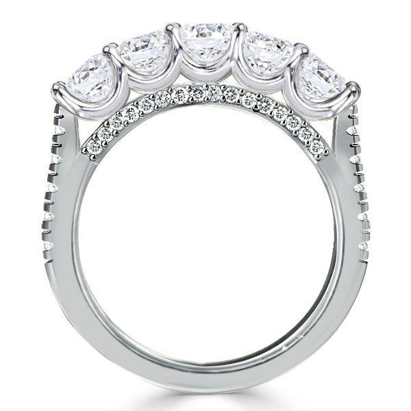 Sterling Silver U Prong Five Stone CZ Wedding Band - 1.61 CT. TW