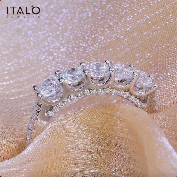 Sterling Silver U Prong Five Stone CZ Wedding Band - 1.61 CT. TW