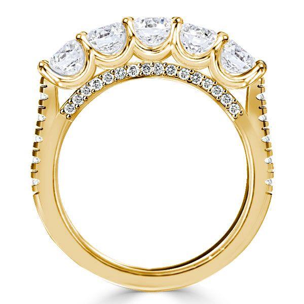 Sterling Silver U Prong Five Stone CZ Wedding Band - 1.61 CT. TW