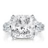 Double Prong Three Stone Engagement Ring in Rhodium-Plated Sterling Silver