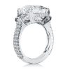 Double Prong Three Stone Engagement Ring in Rhodium-Plated Sterling Silver