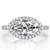 Marquise Halo Engagement Ring in Rhodium Plated Sterling Silver