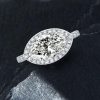 Marquise Halo Engagement Ring in Rhodium Plated Sterling Silver