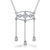 Vintage Style White Sapphire Three-Drop Pendant Necklace in Sterling Silver