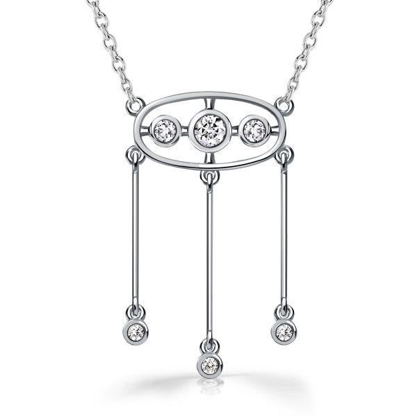 Vintage Style White Sapphire Three-Drop Pendant Necklace in Sterling Silver
