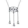 Vintage Style White Sapphire Three-Drop Pendant Necklace in Sterling Silver