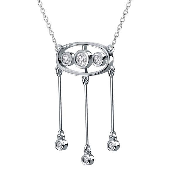 Vintage Style White Sapphire Three-Drop Pendant Necklace in Sterling Silver