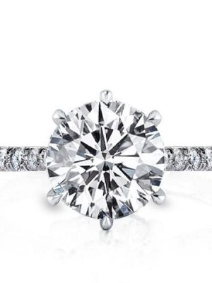 Sterling Silver 6-Prong Solitaire Engagement Ring - 2.75 CT Center Stone