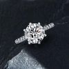 Sterling Silver 6-Prong Solitaire Engagement Ring - 2.75 CT Center Stone