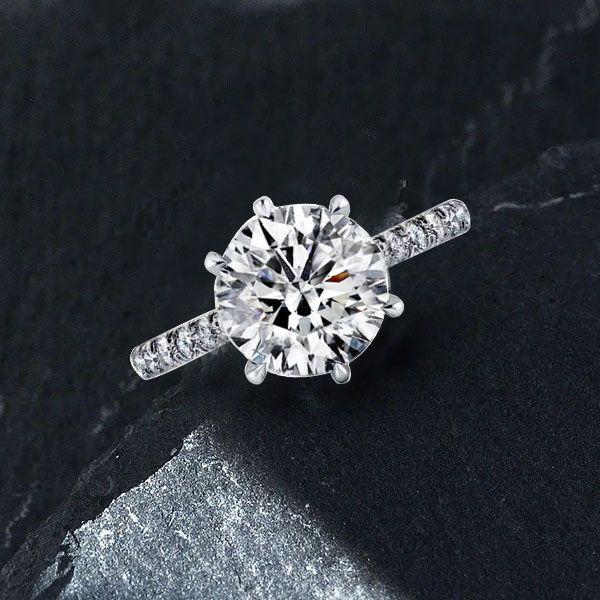 Sterling Silver 6-Prong Solitaire Engagement Ring - 2.75 CT Center Stone