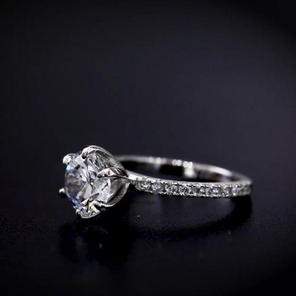 Sterling Silver 6-Prong Solitaire Engagement Ring - 2.75 CT Center Stone