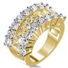 Two-Tone Gold & Silver Men's Wedding Band with Topaz - Triple Row Design