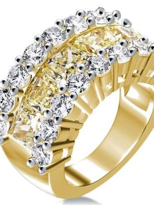 Two-Tone Gold & Silver Men's Wedding Band with Topaz - Triple Row Design