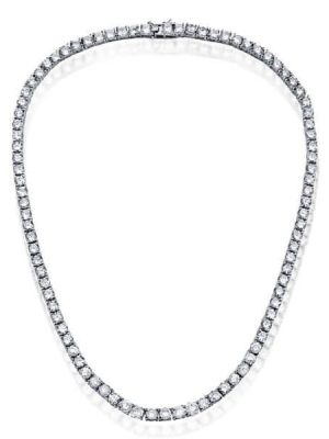 925 Sterling Silver Tennis Necklace - Classic Style, Multiple Lengths