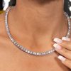 925 Sterling Silver Tennis Necklace - Classic Style, Multiple Lengths