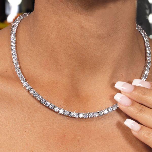 925 Sterling Silver Tennis Necklace - Classic Style, Multiple Lengths
