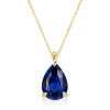 18K Gold Plated Sterling Silver Pear Cut Solitaire Pendant Necklace for Women