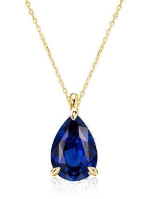 18K Gold Plated Sterling Silver Pear Cut Solitaire Pendant Necklace for Women