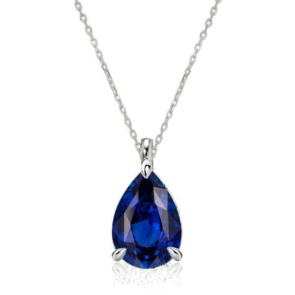 18K Gold Plated Sterling Silver Pear Cut Solitaire Pendant Necklace for Women
