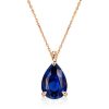 18K Gold Plated Sterling Silver Pear Cut Solitaire Pendant Necklace for Women
