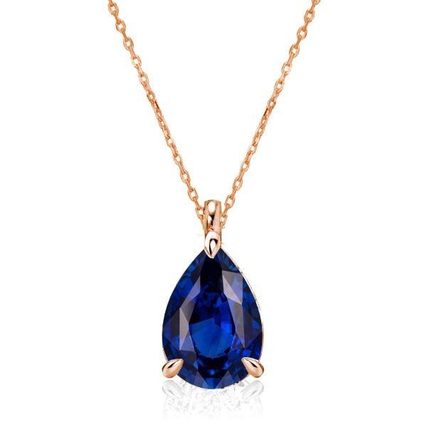 18K Gold Plated Sterling Silver Pear Cut Solitaire Pendant Necklace for Women