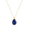18K Gold Plated Sterling Silver Pear Cut Solitaire Pendant Necklace for Women