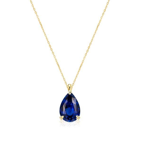 18K Gold Plated Sterling Silver Pear Cut Solitaire Pendant Necklace for Women