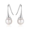 White Pearl Drop Earrings - 925 Sterling Silver, Elegant & Lightweight