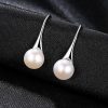 White Pearl Drop Earrings - 925 Sterling Silver, Elegant & Lightweight