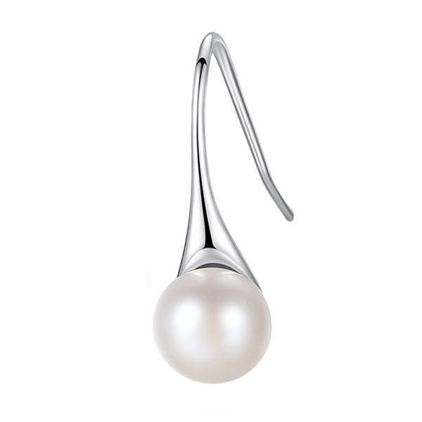 White Pearl Drop Earrings - 925 Sterling Silver, Elegant & Lightweight