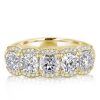 Golden White Sapphire Cushion Halo Wedding Band - 18K Gold Plated Sterling Silver