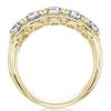 Golden White Sapphire Cushion Halo Wedding Band - 18K Gold Plated Sterling Silver