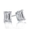Emerald & White Sapphire Stud Earrings in 925 Sterling Silver