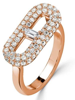 Baguette & Pave Engagement Ring - 925 Sterling Silver - 1.11 CT. TW.