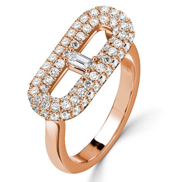 Baguette & Pave Engagement Ring - 925 Sterling Silver - 1.11 CT. TW.