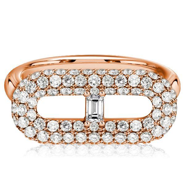 Baguette & Pave Engagement Ring - 925 Sterling Silver - 1.11 CT. TW.