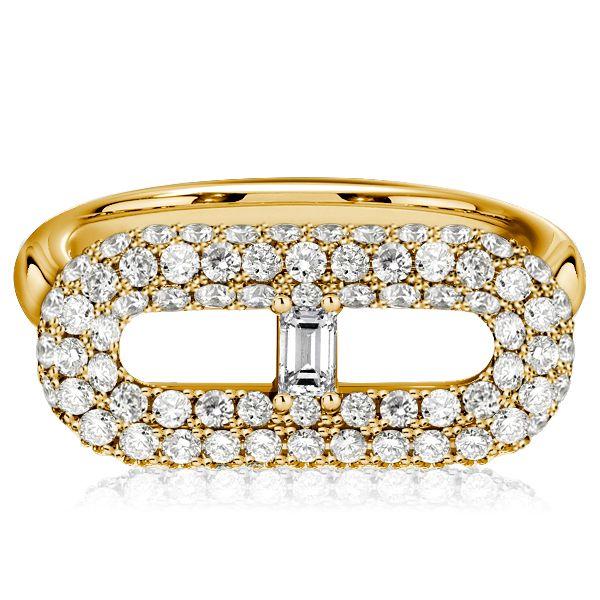 Baguette & Pave Engagement Ring - 925 Sterling Silver - 1.11 CT. TW.