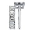Emerald Cut Three Stone Bridal Set - 925 Sterling Silver