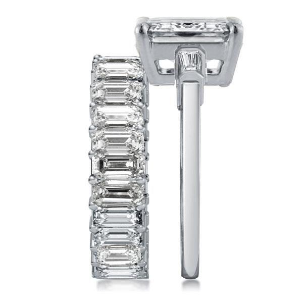 Emerald Cut Three Stone Bridal Set - 925 Sterling Silver