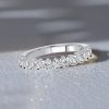0.59 CT. TW. Diamond Half Eternity Band Stackable Ring in Rhodium Plated 925 Sterling Silver