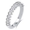 0.59 CT. TW. Diamond Half Eternity Band Stackable Ring in Rhodium Plated 925 Sterling Silver
