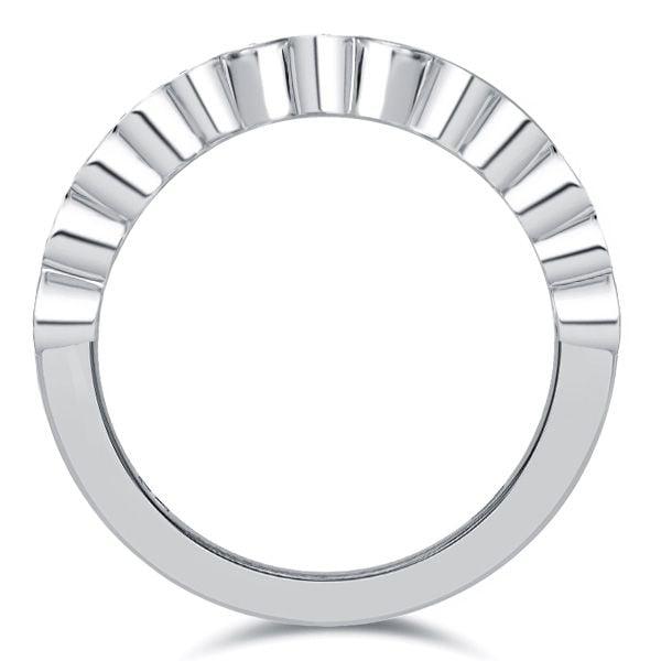 0.59 CT. TW. Diamond Half Eternity Band Stackable Ring in Rhodium Plated 925 Sterling Silver