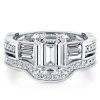 Five Stone White Sapphire Bridal Set - Sterling Silver Engagement Ring